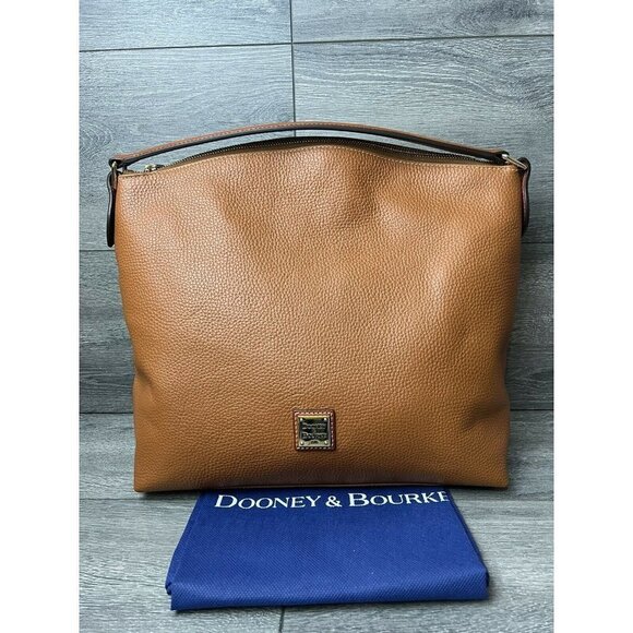 Dooney & Bourke Pebble Leather Large East/West Sac Caramel Satchel - Picture 1 of 6